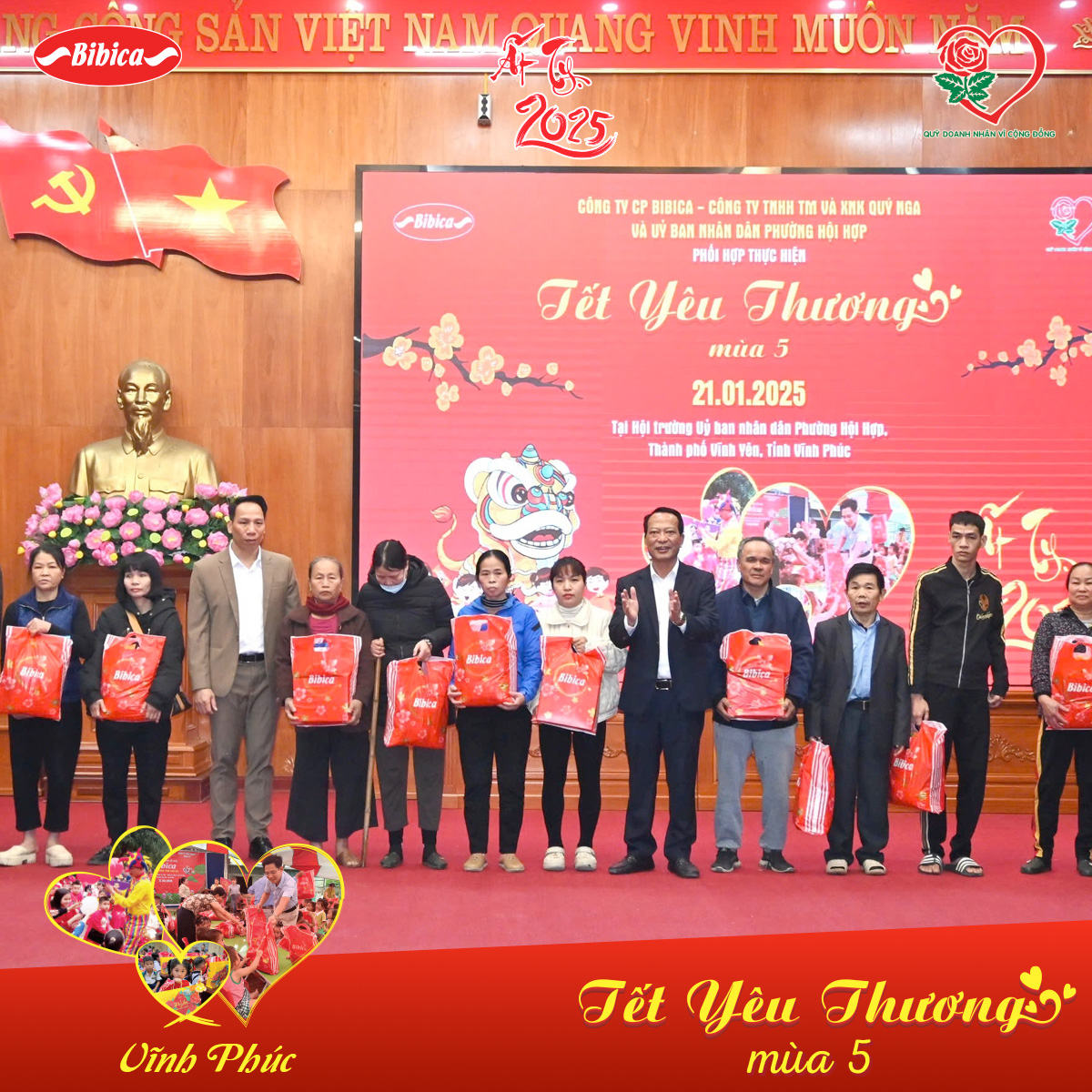 Hình ảnh các em nhỏ nhận quà và tham gia các hoạt động trong chương trình Tết Yêu Thương