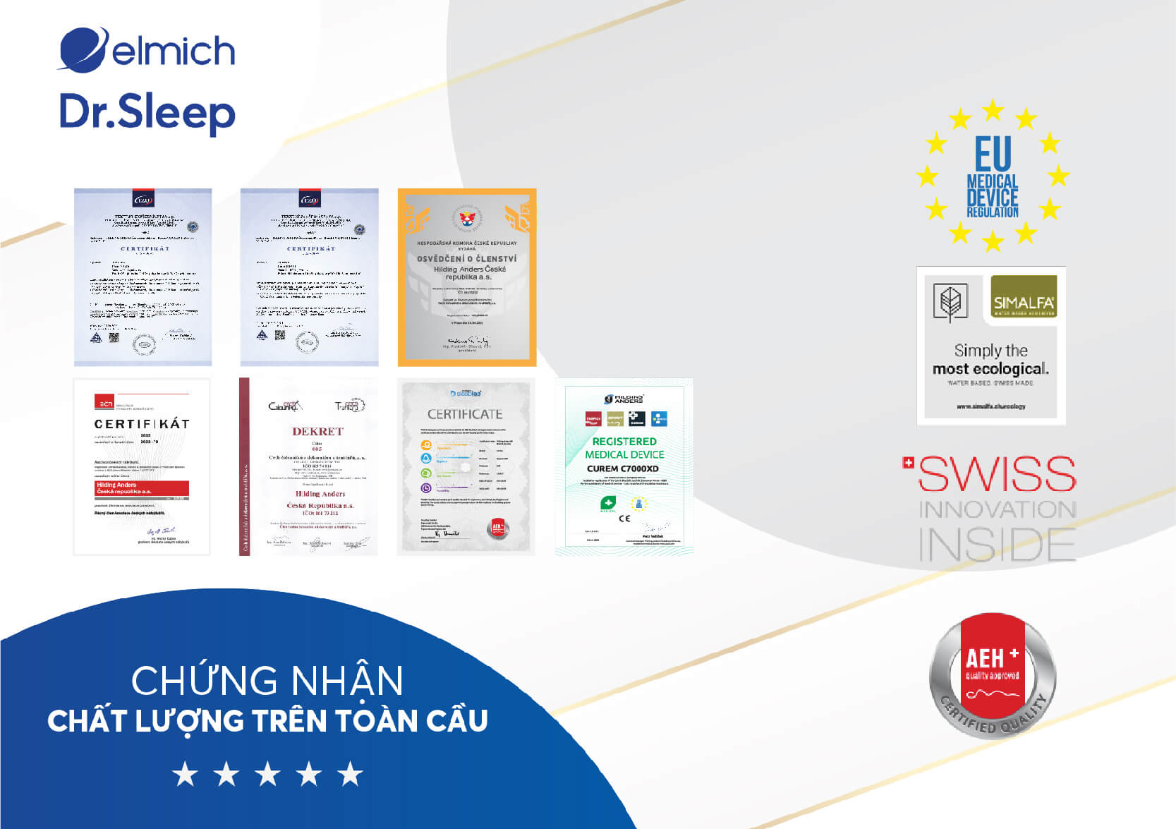 Đáp ứng các tiêu chuẩn khắt khe của Châu Âu, đảm bảo an toàn tuyệt đối cho sức khỏe người dùng