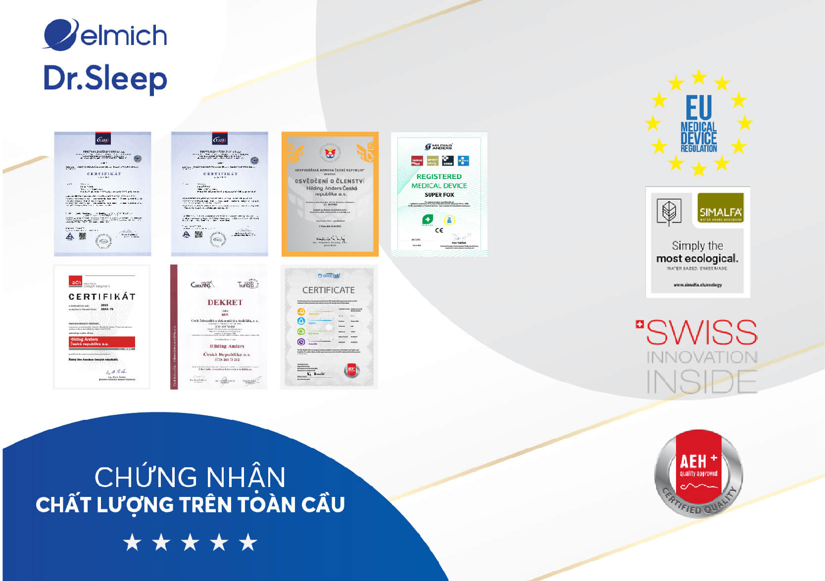 Đáp ứng các tiêu chuẩn khắt khe của Châu Âu, đảm bảo an toàn tuyệt đối cho sức khỏe người dùng