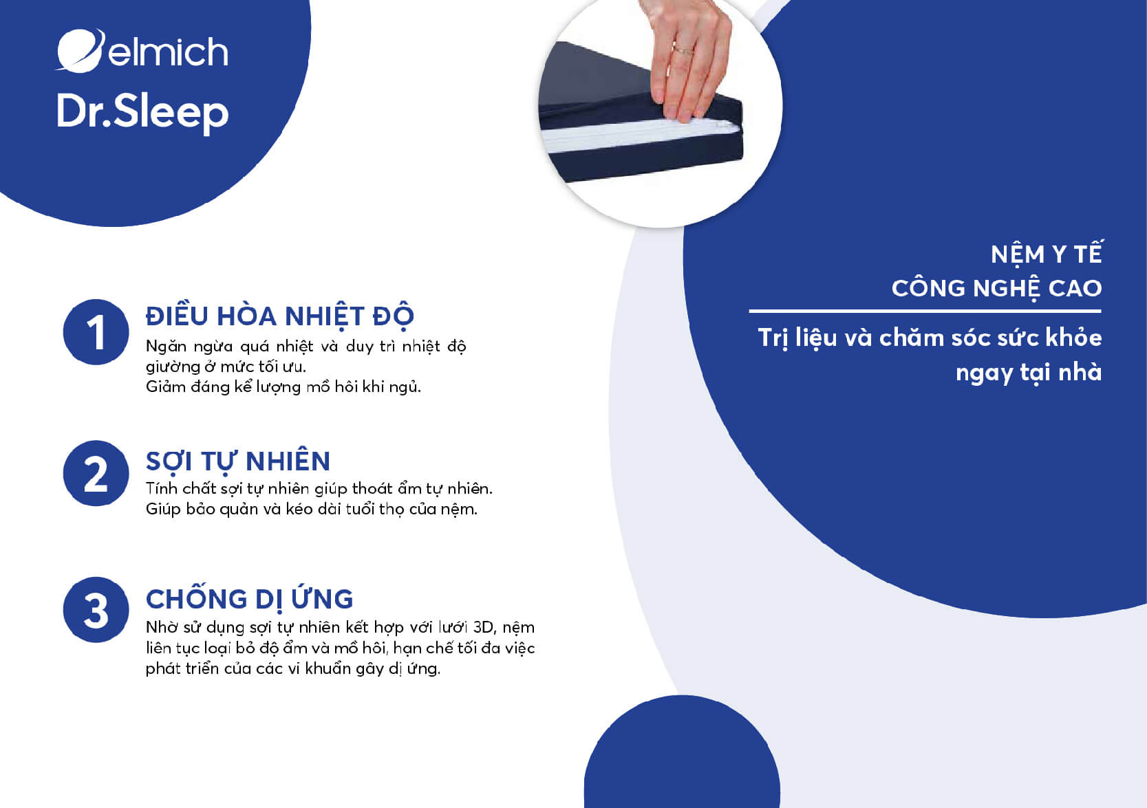 Vỏ nệm dễ tháo và giặt sạch, mặt dưới xử lý chống trượt nên phù hợp với mọi loại giường