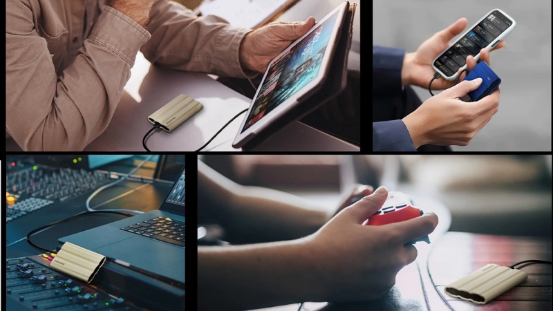 Ổ cứng di động SSD Samsung T7 Portable Shield 1TB 1050MB/s Be MU-PE1T0K/WW