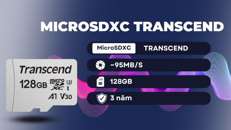 Thẻ nhớ MicroSDXC Transcend 128GB 95MB/s TS128GUSD300S-A