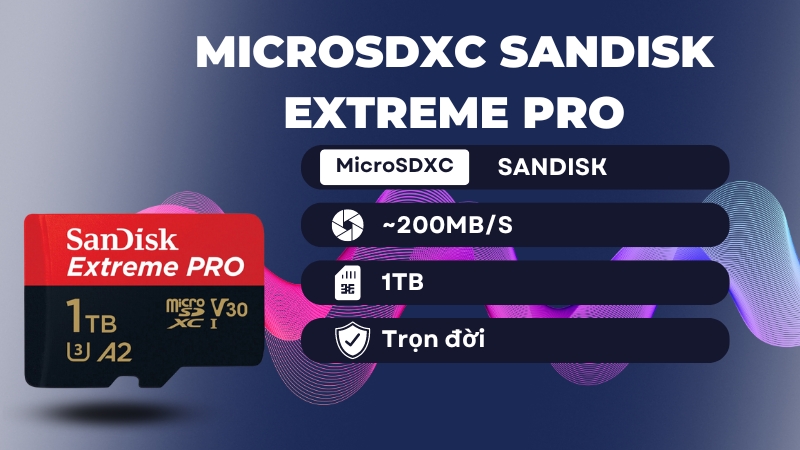 Thẻ nhớ MicroSDXC Sandisk Extreme Pro 1TB V30 U3 UHS-I 200MB/s SDSQXCD-1T00-GN6MA
