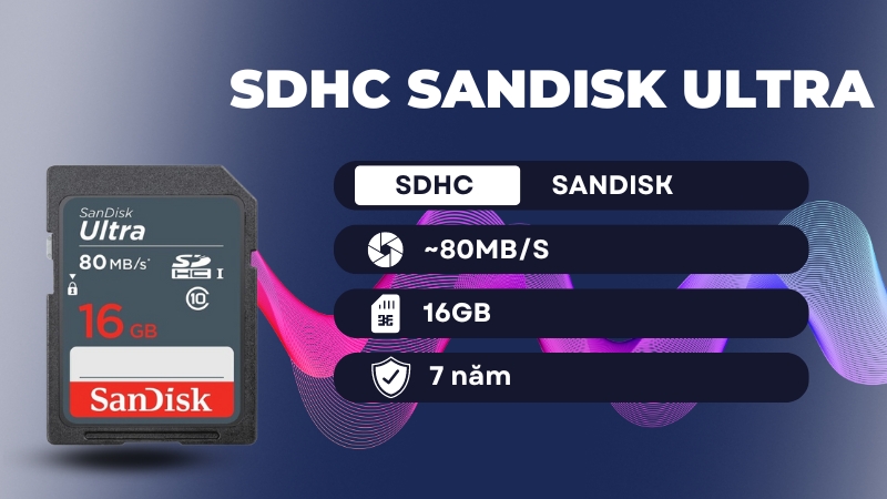 Thẻ nhớ SDHC Sandisk Ultra 16GB Class 10 80MB/s SDSDUNS-016G-GN3IN