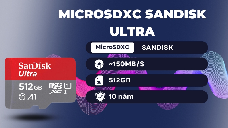 Thẻ nhớ MicroSDXC Sandisk Ultra 512GB A1 C10 U1 UHS-I 150MB/s SDSQUAC-512G-GN6MN