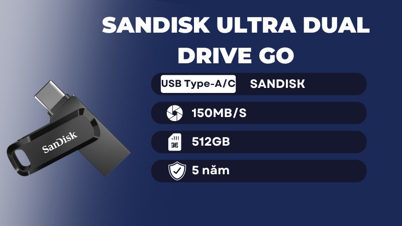USB 3.1 OTG Sandisk Ultra Dual Drive Go Type-C SDDDC3 512GB 150MB/s SDDDC3-512G-G46