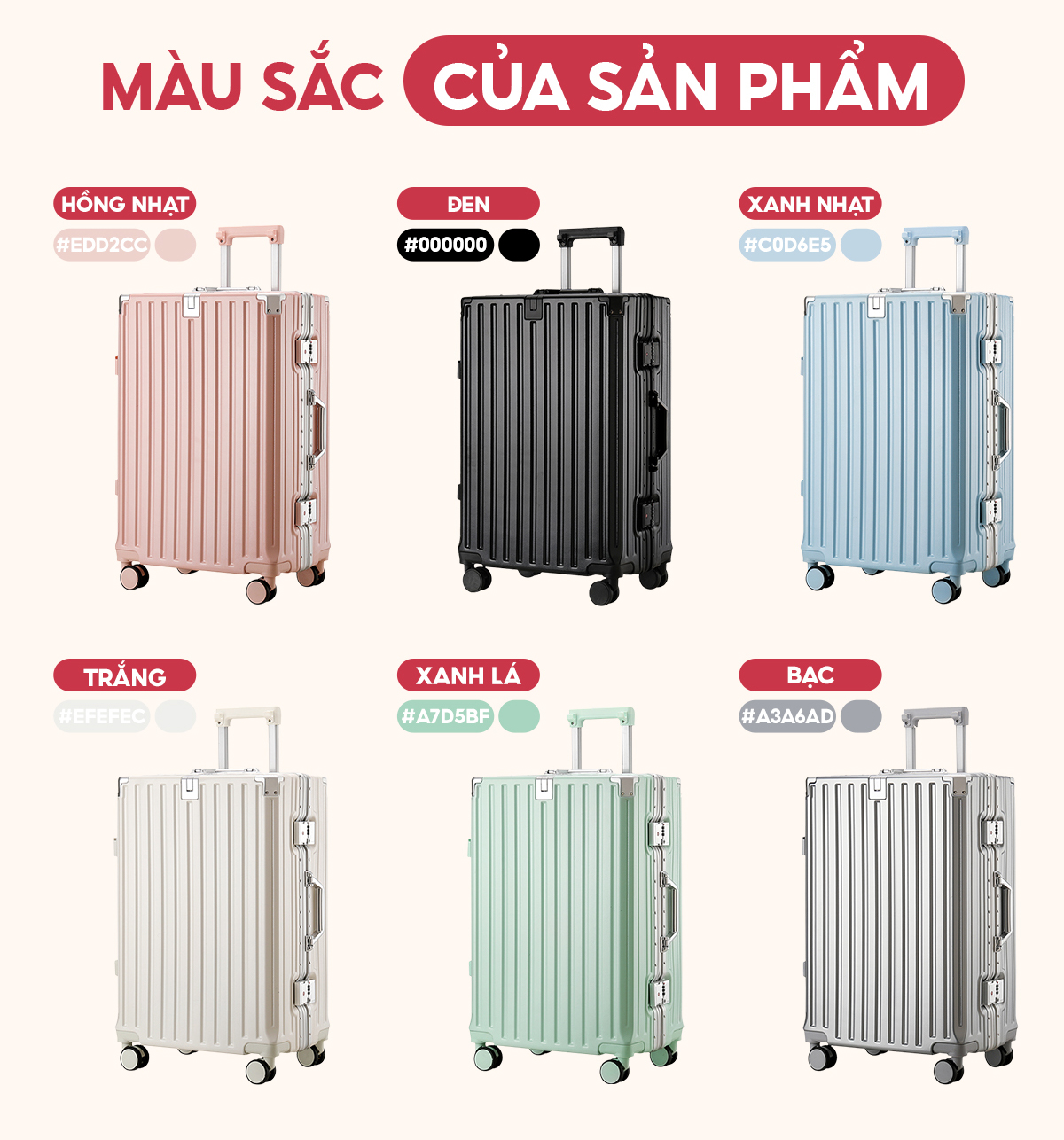 Thông tin chi tiết vali khung nhôm Bamozo 9066C Cao cấp