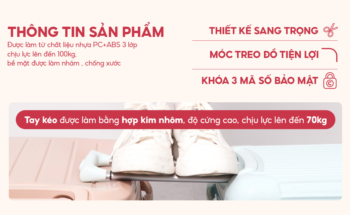 Tính năng nổi bật vali kéo du lịch Bamozo 8801