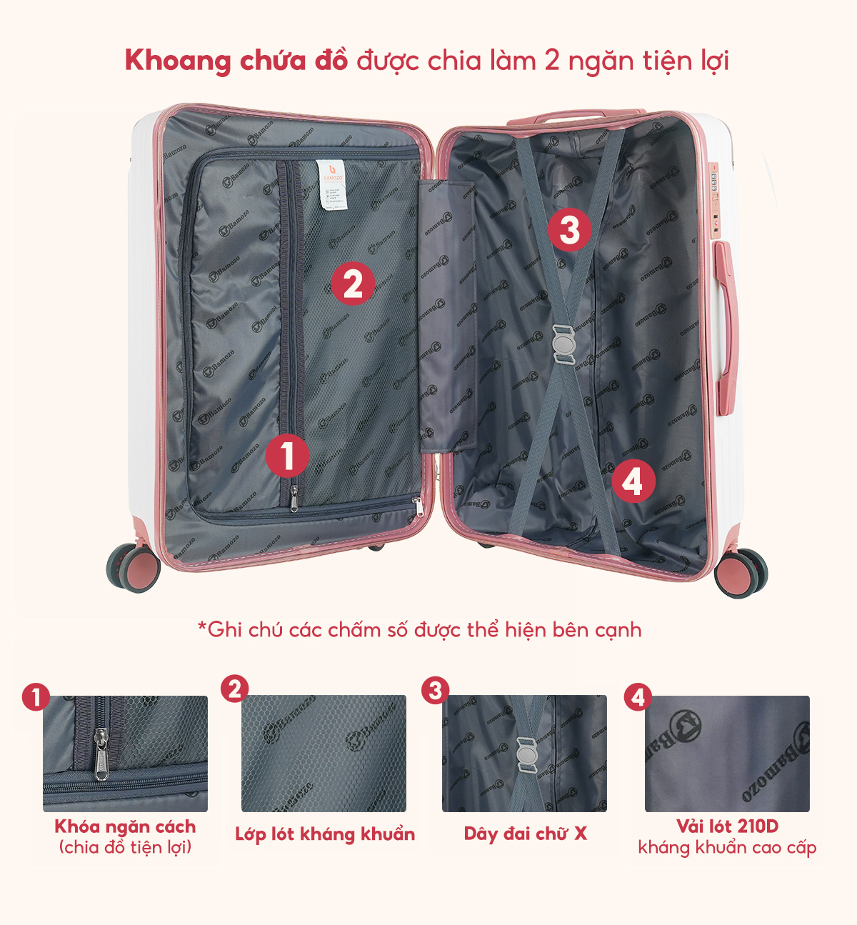 Thông tin chi tiết vali kéo du lịch Bamozo 8809