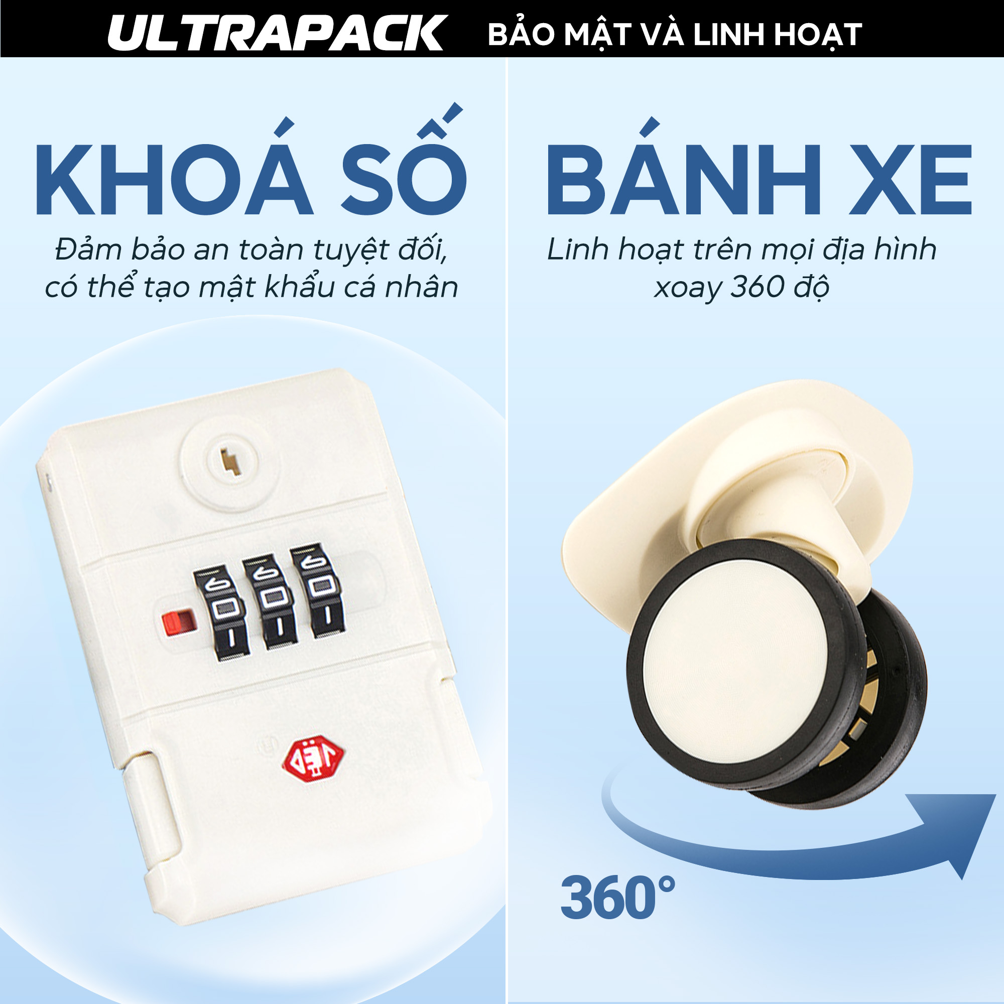 Vali Bamozo Khung Nhôm ULTRAPACK Size 22/24/28 Cao Cấp Tăng Sức Chứa Hành Lý