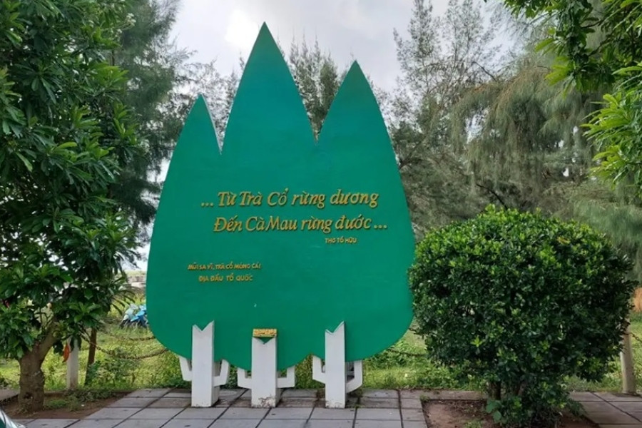 Bài thơ của Tố Hữu được khắc ghi trên biển hình cây dương