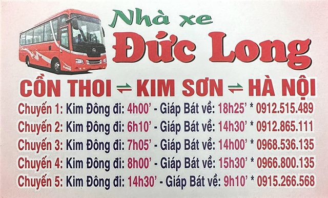Lịch trình xe chạy nhà xe Đức Long tuyến Ninh Bình - Hà Nội