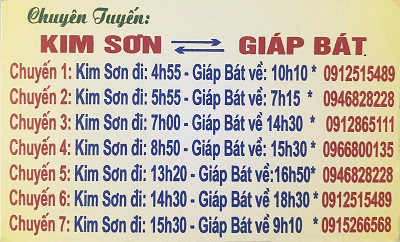 Lịch trình xe chạy nhà xe Đức Long tuyến Ninh Bình - Hà Nội