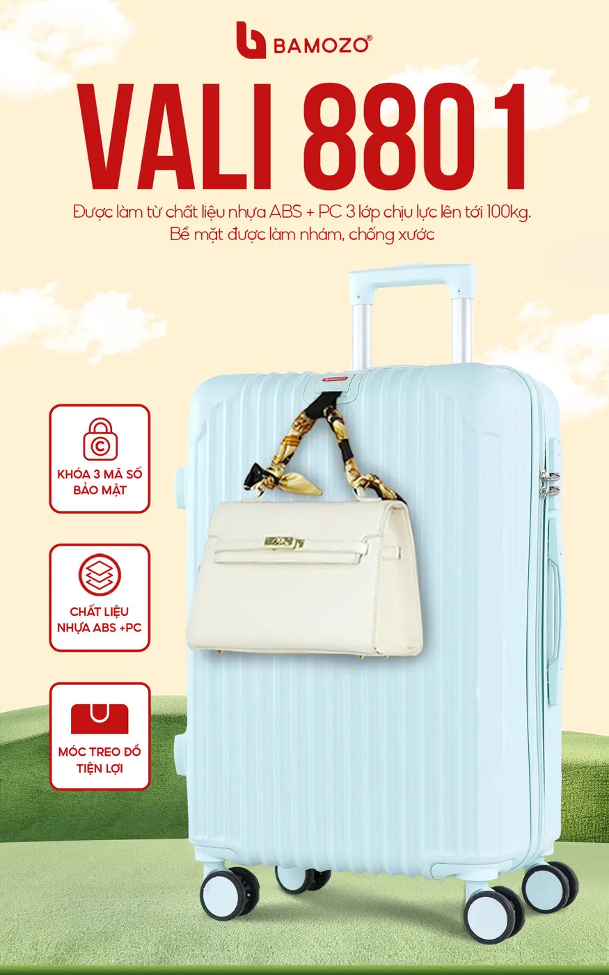 Vali Kéo Du Lịch Bamozo 8801C Size 20/24