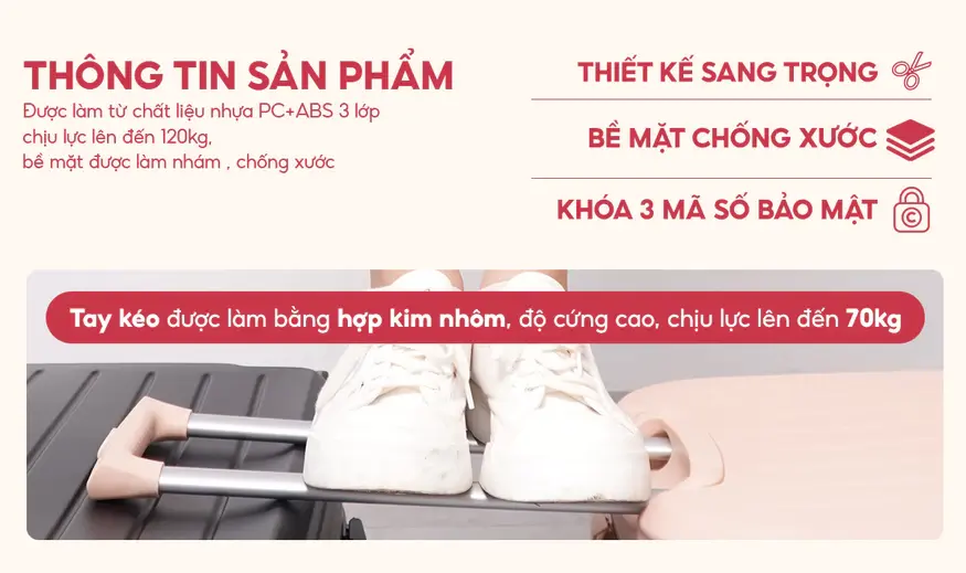 Vali Du Lịch Bamozo 8812 Cao Cấp Size 20/24