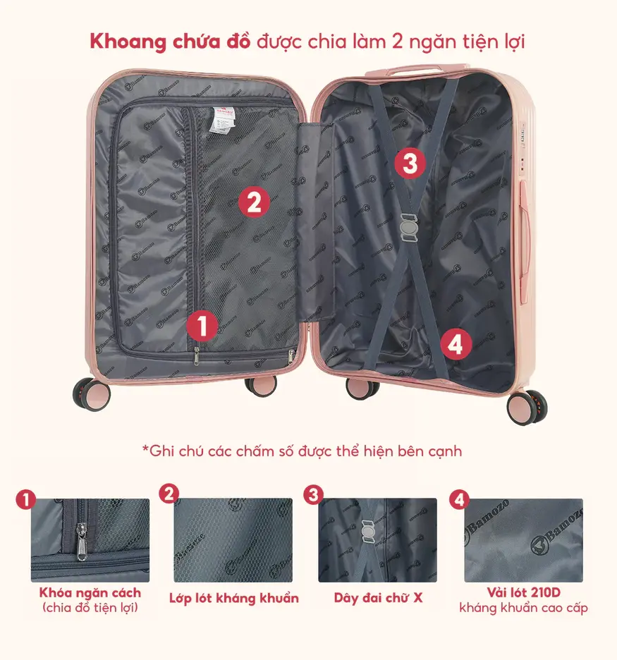 Vali Du Lịch Bamozo 8812 Cao Cấp Size 20/24