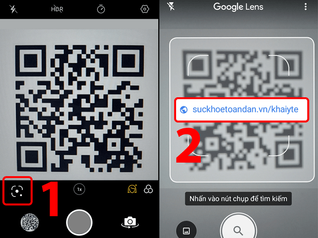 Người dùng có thể quét mã QR từ Google Lens trong camera điện thoại Android.