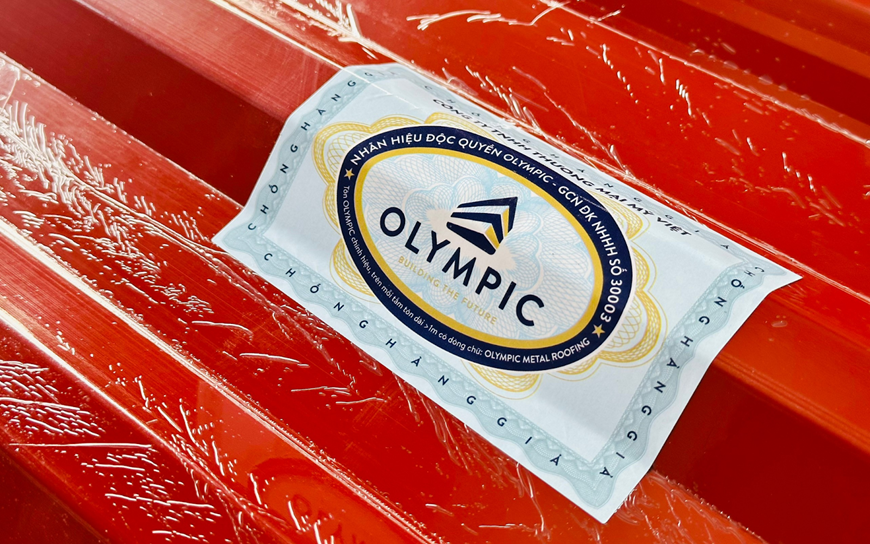 Tem chống hàng giả của thương hiệu Olympic sẽ được dán trên mỗi tấm tôn