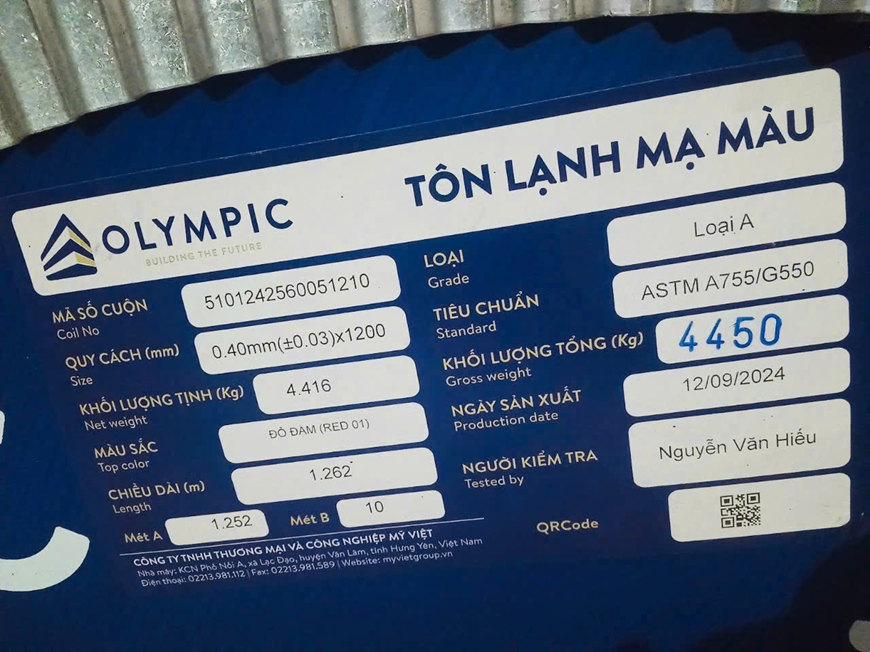 Mã vạch vạch và QR Code sẽ được dán trên các sản phẩm tôn