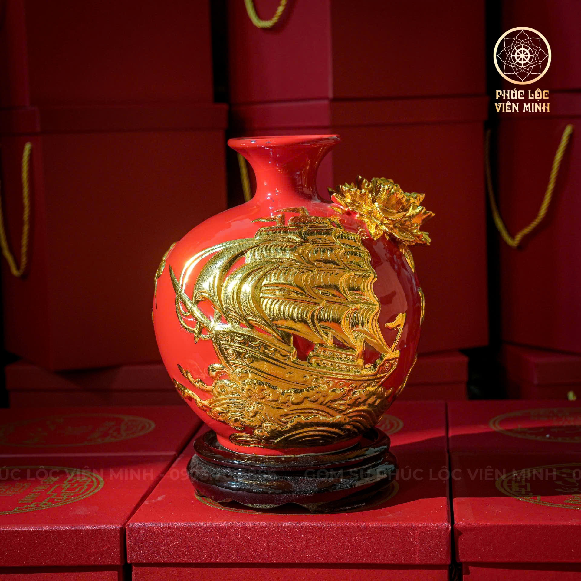 Bình hút lộc dát vàng 24K cao cấp - Phúc Lộc Viên Minh