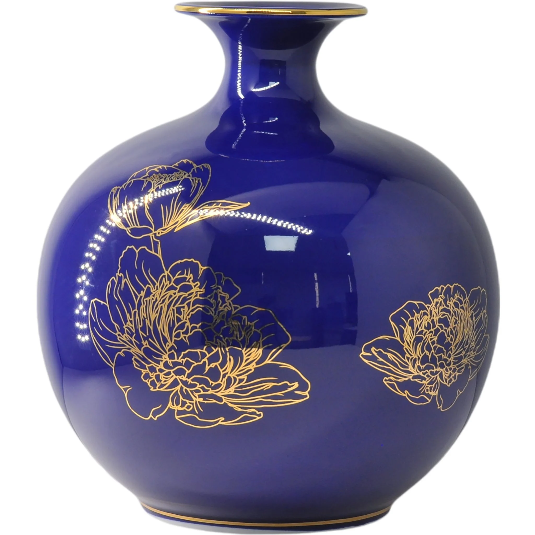 Bình Gốm Sứ Bát Tràng Vẽ Vàng Hoa Cúc