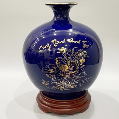 Bình Hút Lộc Công Thành Danh Toại Vẽ Vàng - Gốm Sứ Bát Tràng - Phúc Lộc Viên Minh