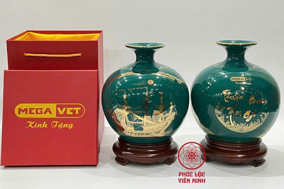 Bình Hút Lộc In Logo Doanh Nghiệp - Gốm Sứ Phúc Lộc Viên Minh