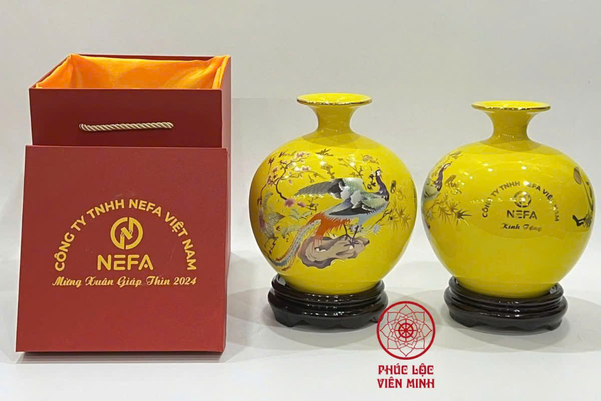 Bình Hút Lộc In Logo Doanh Nghiệp- Gốm Sứ Phúc Lộc Viên Minh