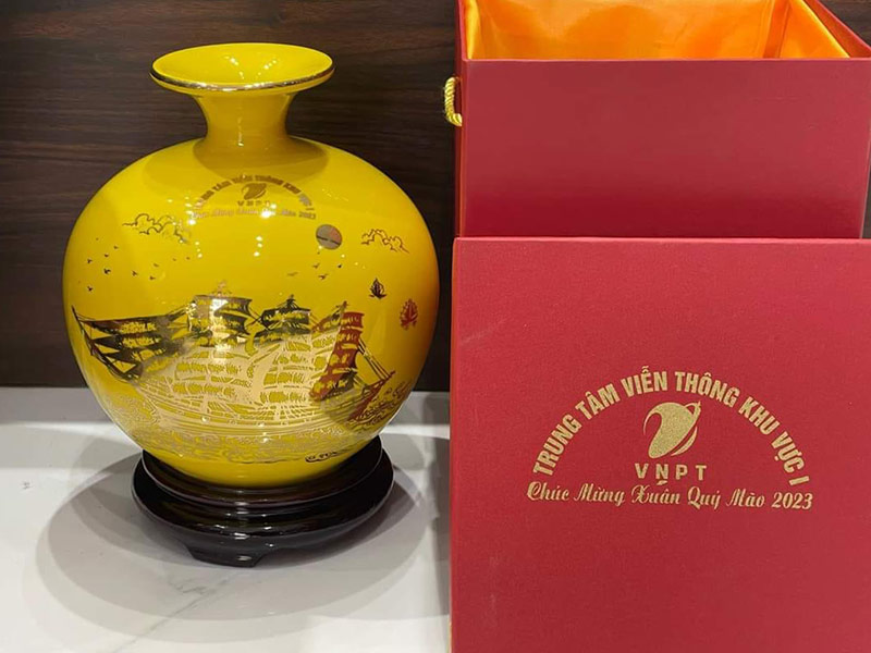 Bình Hút Lộc In Logo - Gốm Sứ Bát Tràng