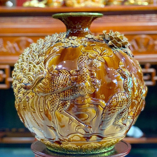 Bình Hút Lộc Men Hoàng Thổ - Gốm Sứ Bát Tràng - Phúc Lộc Viên Minh