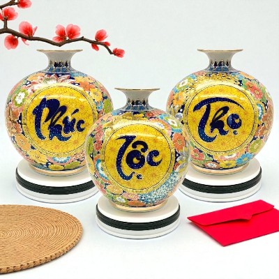 Bình hút lộc thư pháp Phúc – Lộc – Thọ , Phúc Lộc Viên Minh