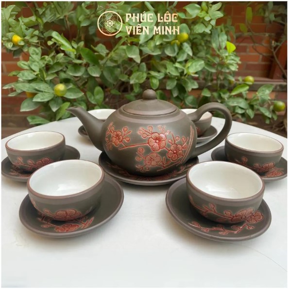 Bộ Ấm Chén Pha Trà Xuân Gốm Tử Sa Cao Cấp