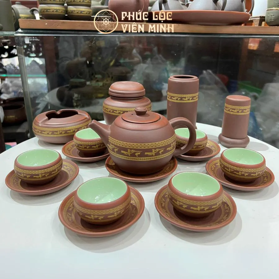 Bộ Ấm Trà Tử Sa Cao Cấp Gốm Sứ Bát Tràng - Phúc Lộc Viên Minh