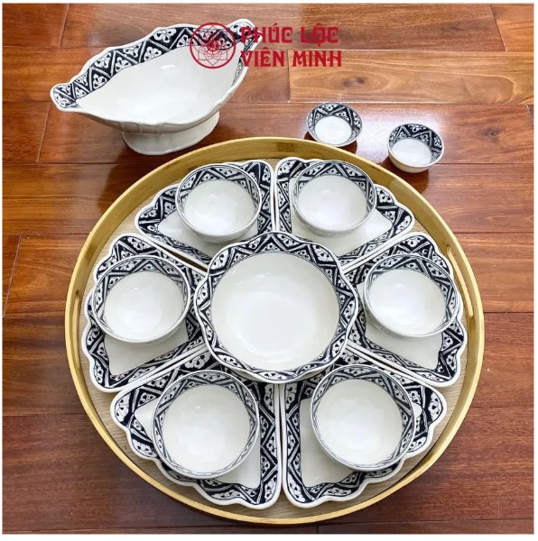 Bộ Bát Đĩa Bát Tràng Gốm Sứ Phúc Lộc Viên Minh