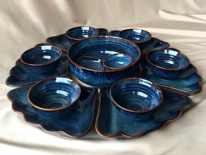 Bộ Bát Đĩa Thờ Cúng Men Hoả Biến - Gốm Sứ Bát Tràng - Phúc Lộc Viên Minh