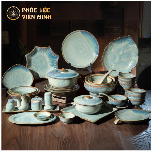 Bộ Đồ Ăn Men Hỏa Biến Gốm Sứ Bát Tràng