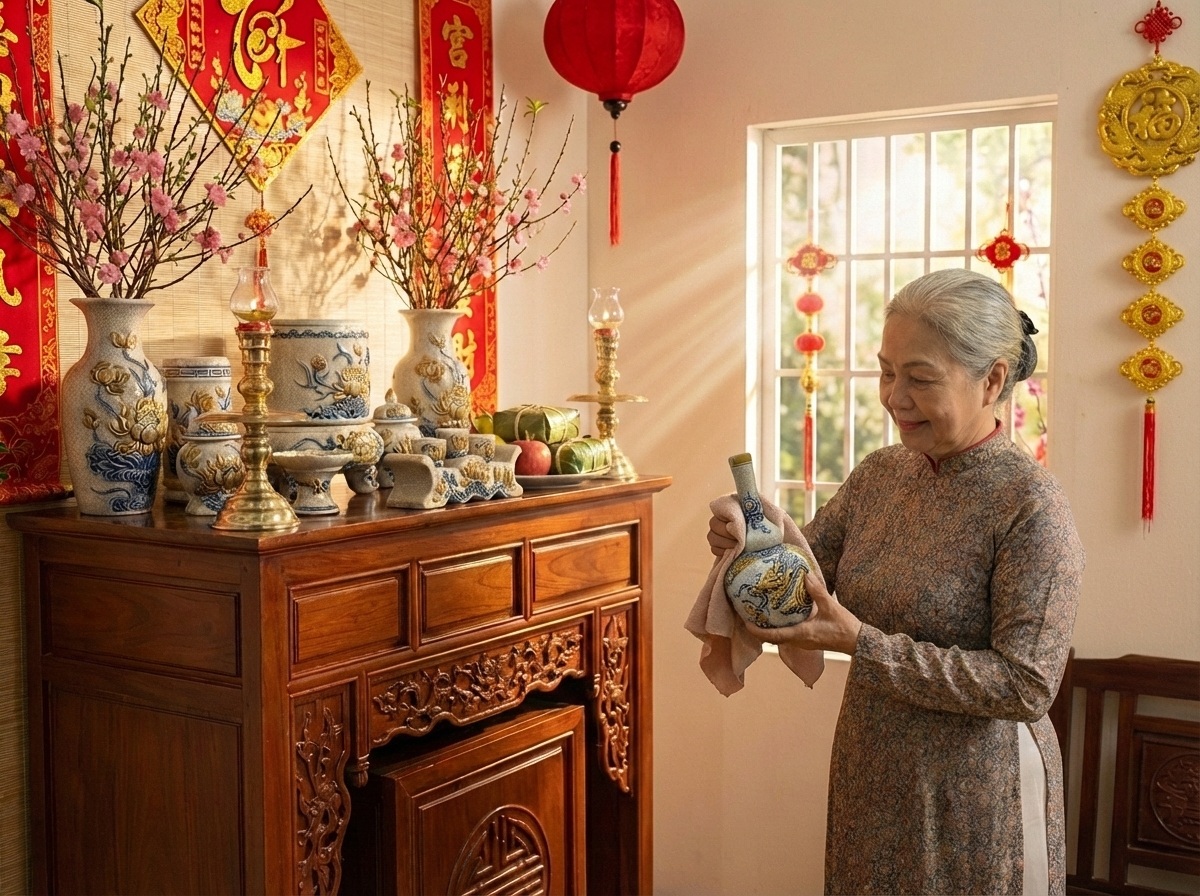 Cách vệ sinh đồ thờ gốm sứ men rạn đắp nổi đúng cách