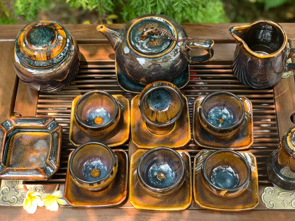 Chén Tống Men Hoả Biến Hổ Phách Gốm Sứ Bát Tràng - Phúc Lộc Viên Minh