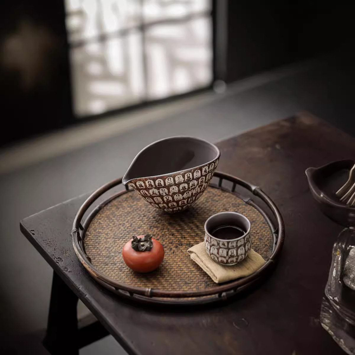 Chén Tống Trà Đạo Họa Tiết Vạn Phật Bạc