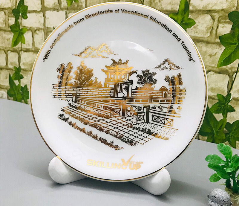 Đĩa Cảnh Gốm Sứ In Logo - Phúc Lộc Viên Minh