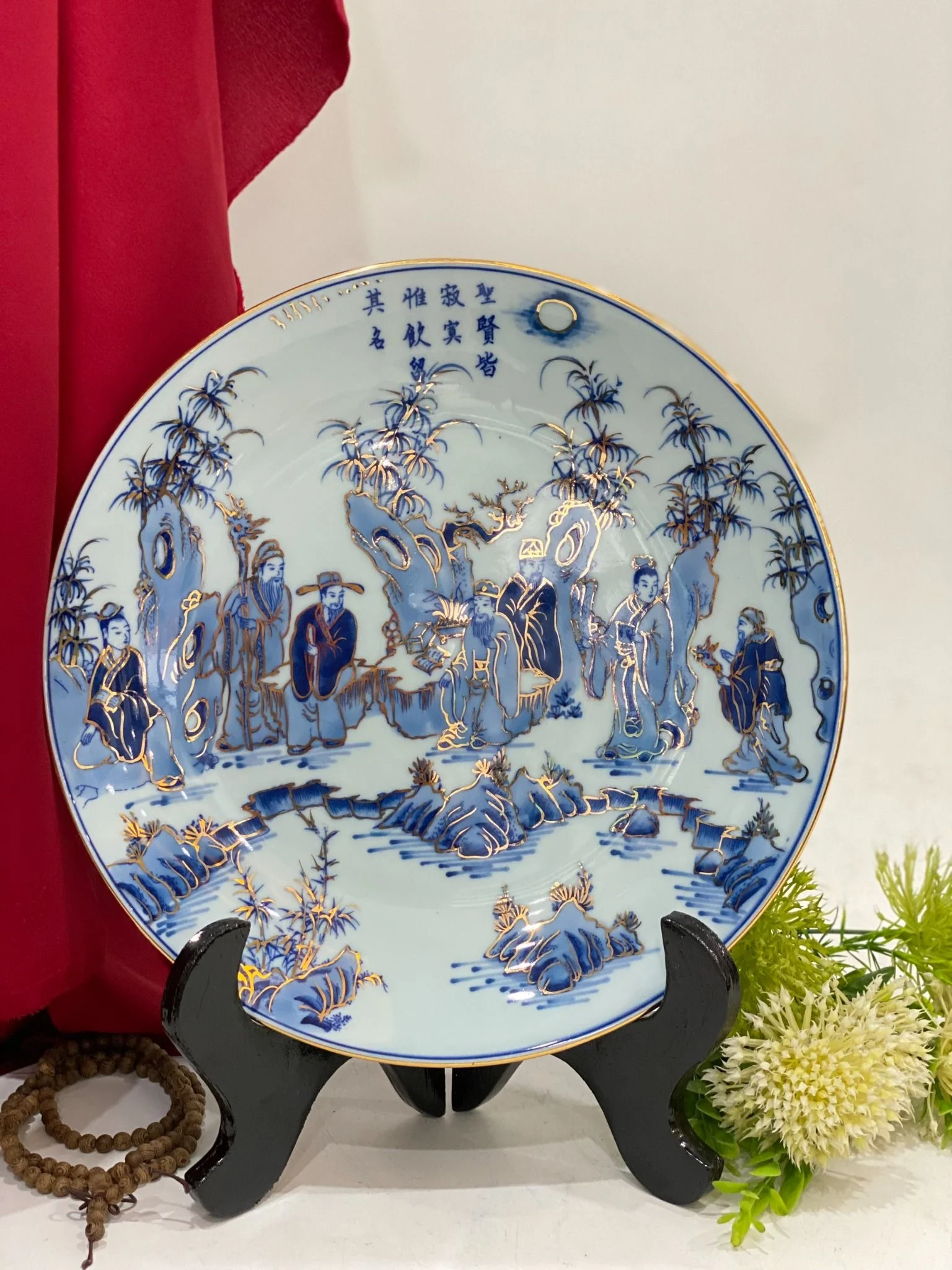 Đĩa Trang Trí Gốm Sứ Bát Tràng Họa Tiết Phong Cảnh