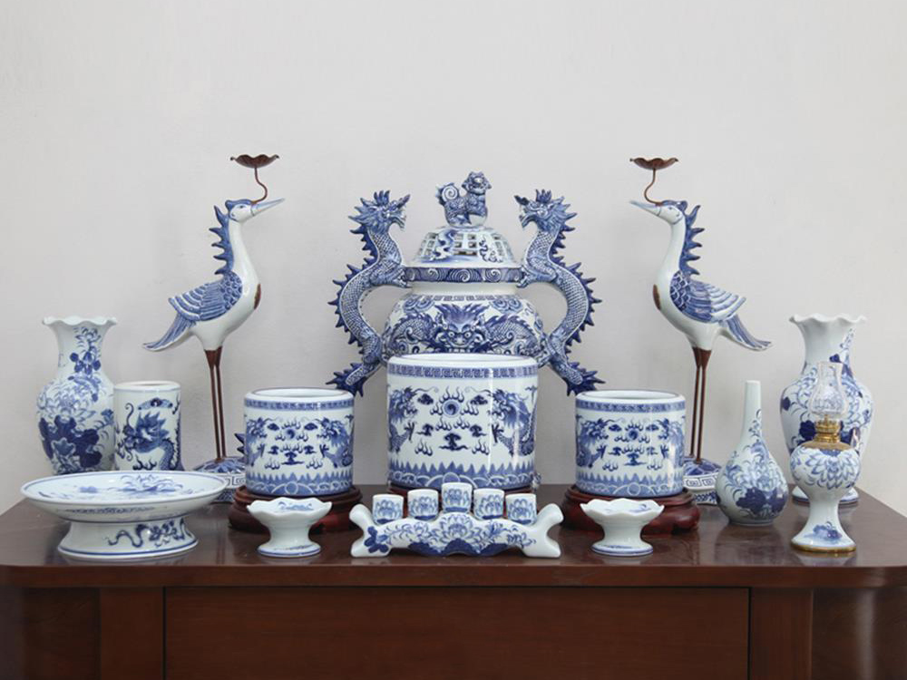 Đồ Thờ Cúng Gốm Sứ Hoạ Tiết Rồng- Phúc Lộc Viên Minh