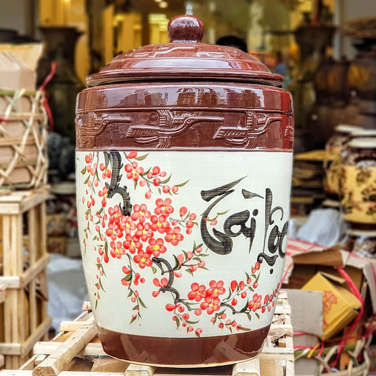 Hũ Sứ Đựng Gạo - Gốm Sứ Bát Tràng - Phúc Lộc Viên Minh