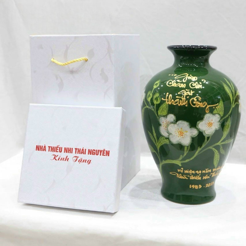 Lọ Hoa Gốm Sứ In Logo - Phúc Lộc Viên Minh