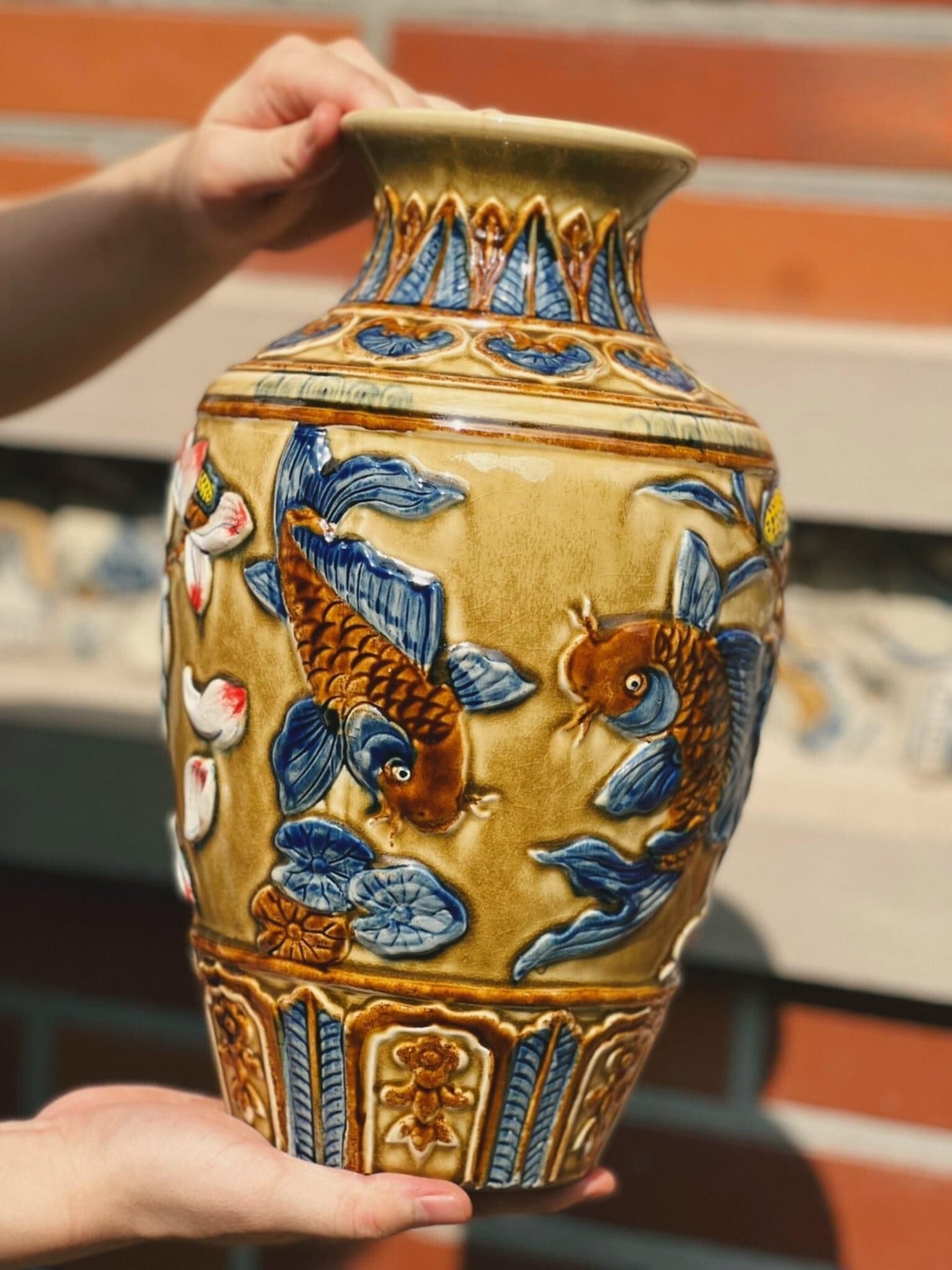 Lọ Lục Bình Men Hoàng Thổ - Gốm Sứ Bát Tràng - Phúc Lộc Viên Minh