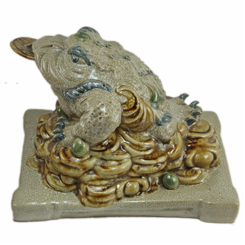 Tượng Gốm Cóc Thần Tài Men Rạn Cổ - Gốm Sứ Bát Tràng - Phúc Lộc Viên Minh