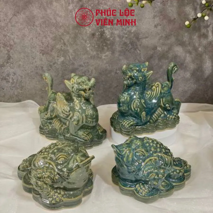 Tượng Phong Thủy Tỳ Hưu Thiềm Thừ, Kỳ Lân Men Hỏa Biến Gốm Sứ Cao Cấp Bát Tràng