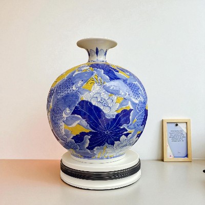 Bình hút lộc men lam truyền thống - Phúc Lộc Viên Minh