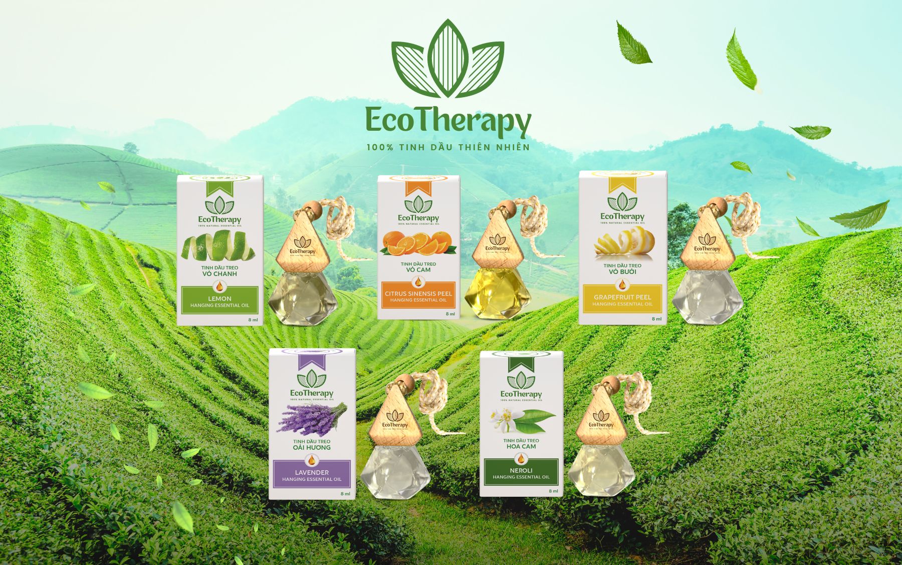 Tinh Dầu Treo Xe Ô Tô EcoTherapy - Khử Mùi, Tạo Hương Thơm Thư Giãn Cho Mọi Hành Trình!