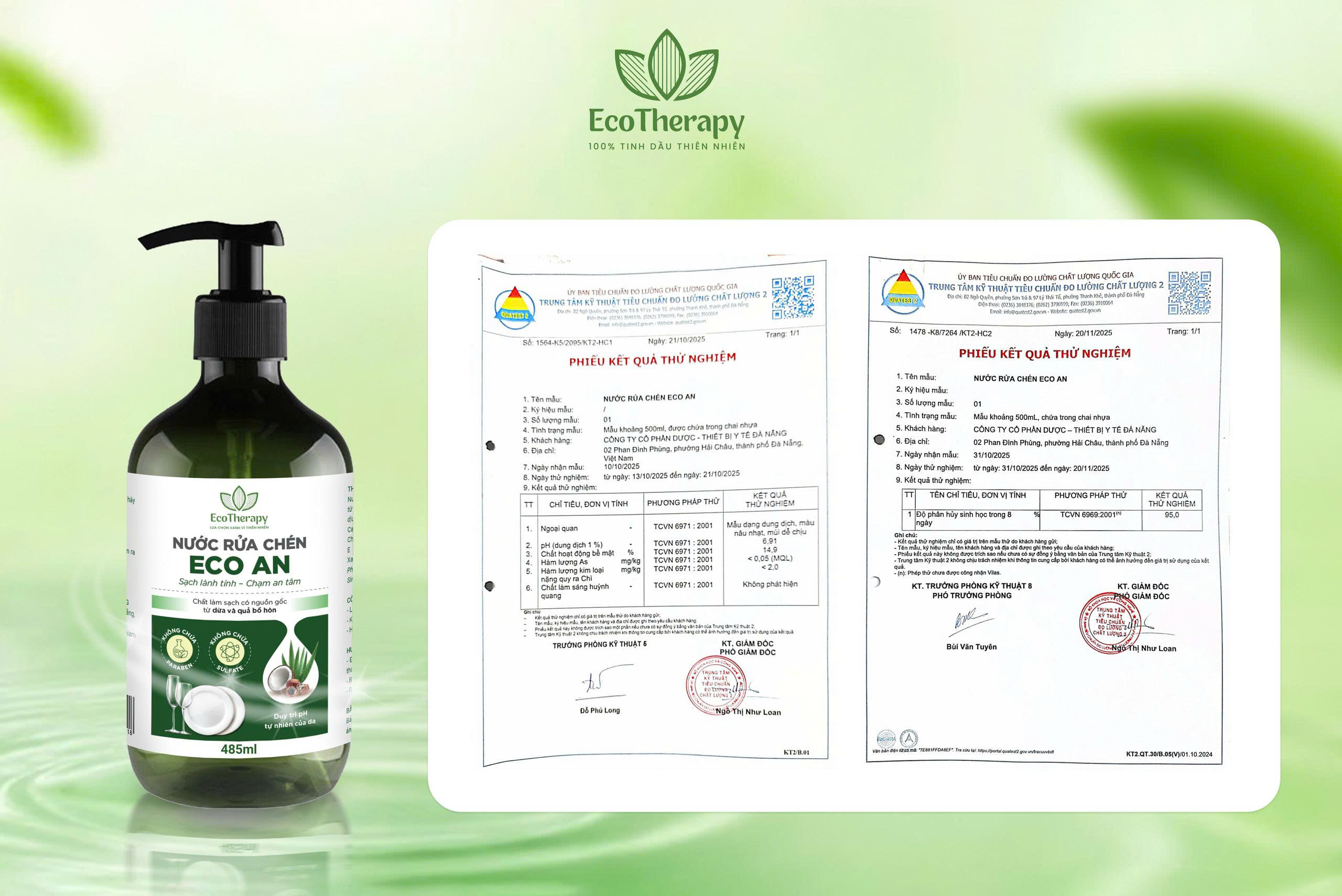 Phiếu kiểm nghiệm Nước rửa chén Eco An